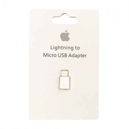 Адаптер переходник Lightning to Micro USB Apple, белый, совместимость с iPhone и iPad