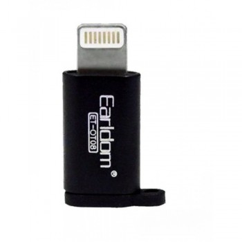 Адаптер перехідник OTG Lightning - Micro USB Earldom ET-OT08, чорний, підтримка підключення до iPhone/iPad, USB 2.0 female