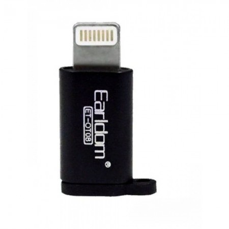 Адаптер перехідник OTG Lightning - Micro USB Earldom ET-OT08, чорний, підтримка підключення до iPhone/iPad, USB 2.0 female