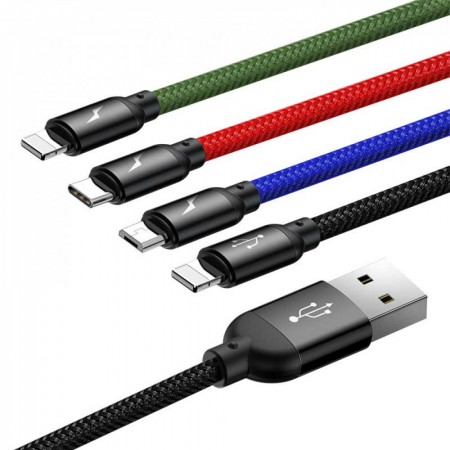 Багатофункціональний USB-кабель 4 в 1 Baseus Rapid Series CA1T4-A01, 1.2 м, 3.5A, нейлонова оплетка