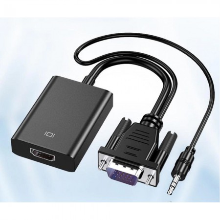 Перехідник HDMI на VGA+AV Copper Black, підтримка 1080p, сумісність з ПК та телевізорами