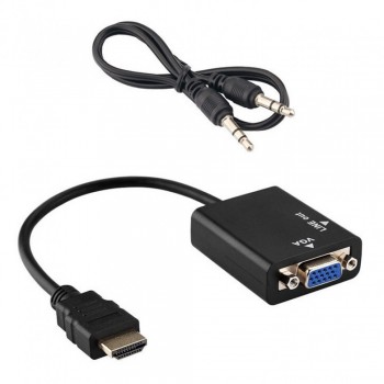 Перехідник HDMI - VGA Veron, чорний, підтримка роздільної здатності до 1080p, сумісність з проекторами та моніторами