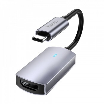 Адаптер USB-C на HDMI Hoco UA20, 4K@30Hz, металевий сірий, алюмінієвий сплав, довжина кабелю 115 мм Адаптер USB-C на HDMI Hoco UA20, 4K@30Hz, металевий сірий, алюмінієвий сплав, довжина кабелю 115 мм