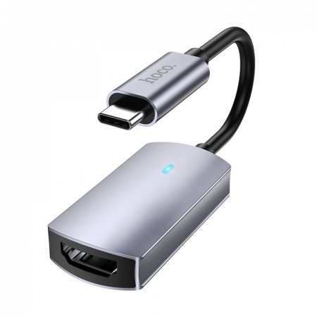 Адаптер USB-C на HDMI Hoco UA20, 4K@30Hz, металевий сірий, алюмінієвий сплав, довжина кабелю 115 мм