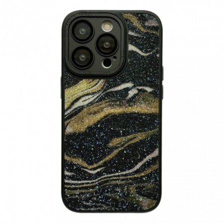 Захисний чохол для iPhone 14 Plus Glitter Marble, чорний