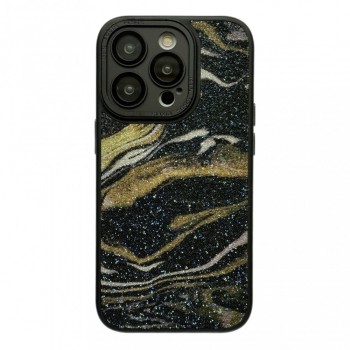 Захисний чохол для iPhone 14 Pro Glitter Marble, чорний Захисний чохол для iPhone 14 Pro Glitter Marble, чорний