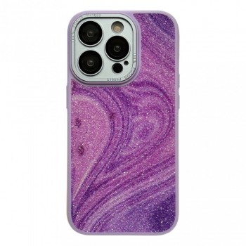 Защитный чехол для iPhone 14 Pro Max Glitter Marble, сиреневый