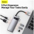 Type-C HUB Baseus Metal Gleam Series WKWG020013 5 в 1, сірий, 4 порти USB-A 3.0, HDMI, OTG