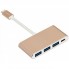 HUB USB-C Momax DHC1L, 4 порти USB, 0.1 м, золотий