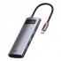Type-C HUB Baseus Metal Gleam Series WKWG020013 5 в 1, сірий, 4 порти USB-A 3.0, HDMI, OTG