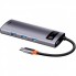 Type-C HUB Baseus Metal Gleam Series WKWG020013 5 в 1, сірий, 4 порти USB-A 3.0, HDMI, OTG