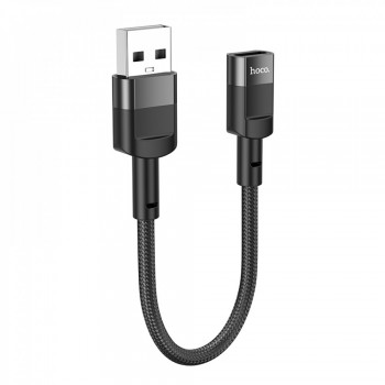 Адаптер перехідник USB A на USB C Hoco U107, чорний, довжина 10 см, підтримка зарядки 2A