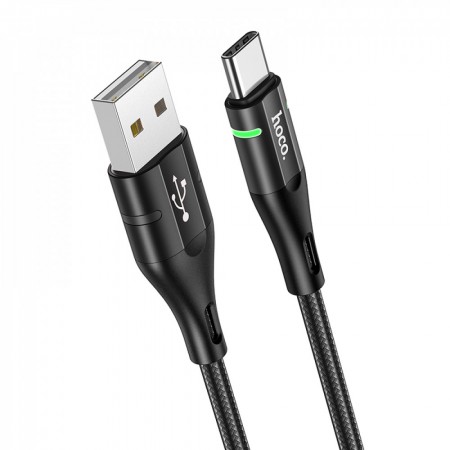 Кабель USB-C Hoco U93, 2.4A, 1.2 м, чорний, алюмінієвий сплав, обплетення