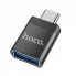 Адаптер перехідник OTG USB-C Hoco UA17, чорний, чоловічий Type-C - жіночий USB, підтримка передачі даних, підтримка швидкої зарядки до 4A