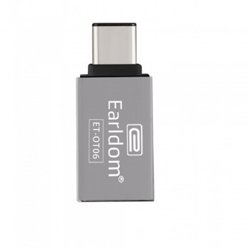 Адаптер перехідник OTG USB-C на USB Earldom ET-OT06, чорний, підтримка швидкої передачі даних, компакний розмір
