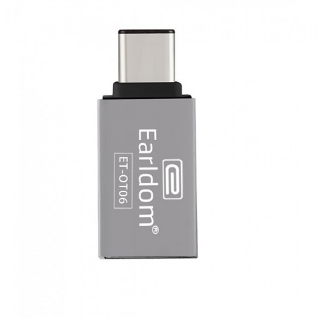 Адаптер перехідник OTG USB-C на USB Earldom ET-OT06, чорний, підтримка швидкої передачі даних, компакний розмір