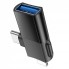 Адаптер перехідник 2 в 1 Hoco UA17 Lightning/USB-C на USB 2.0, підтримка OTG і зарядки, чорний