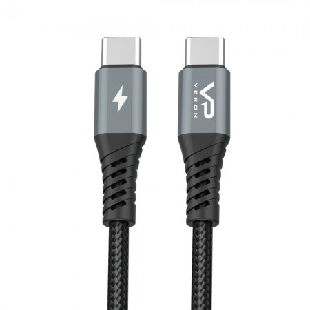 Кабель USB-C до USB-C 20W Veron CC09, 1 метр, нейлонова обплетка, підтримка швидкої зарядки