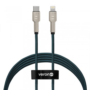 Кабель USB C to Lightning Veron CL04 Nylon, 20W, 1м, чорний