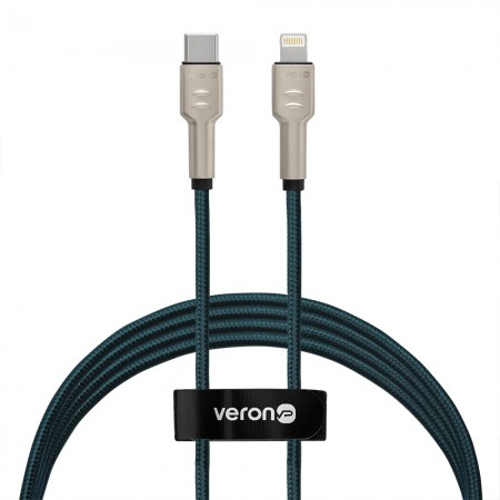 Кабель USB C to Lightning Veron CL04 Nylon, 20W, 1м, чорний