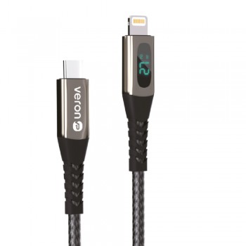 Кабель USB-C to Lightning Veron CL02, 27W, 1.2m, чорний
