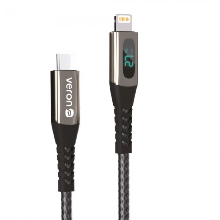 Кабель USB-C to Lightning Veron CL02, 27W, 1.2m, чорний