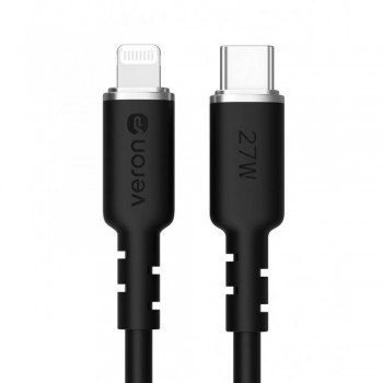 Кабель USB-C на Lightning Veron CL07, 27W, силіконовий, чорний, 2 метри
