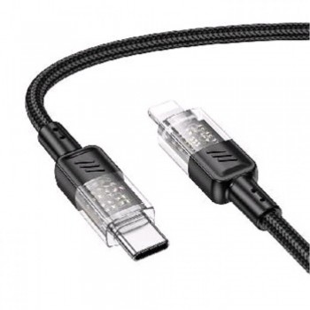 Кабель USB C to Lightning Hoco U129 27W PD, 1 метр, чорний
