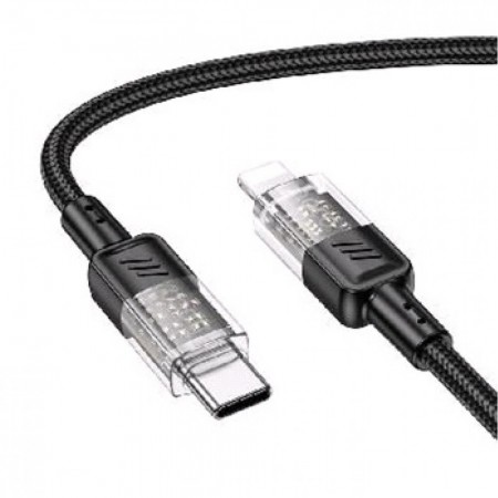 Кабель USB C to Lightning Hoco U129 27W PD, 1 метр, чорний