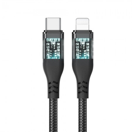 Кабель USB C to Lightning Veron CL11 Nylon, 27W, 1.2м, сірий, висока міцність, не MFI