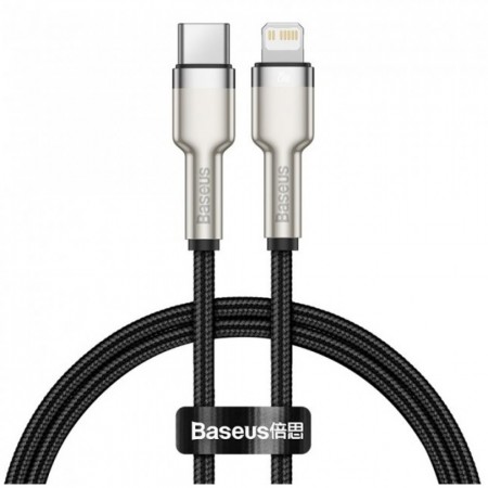 Кабель USB-C на Lightning 20W Baseus CATLJK-01, чорний, швидка зарядка 20 Вт, довжина 0.25 м, захист від перегріву