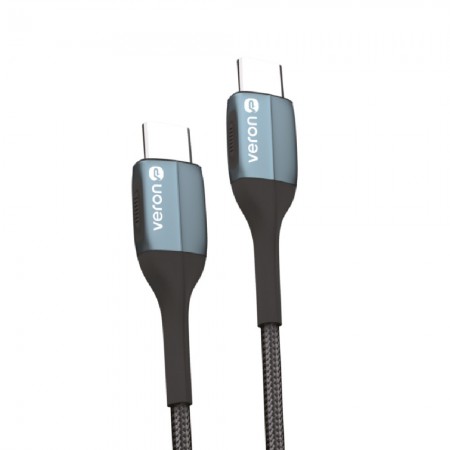 Кабель USB-C до USB-C Veron CC09, 1 метр, швидка зарядка 3A, нейлонове покриття, чорний