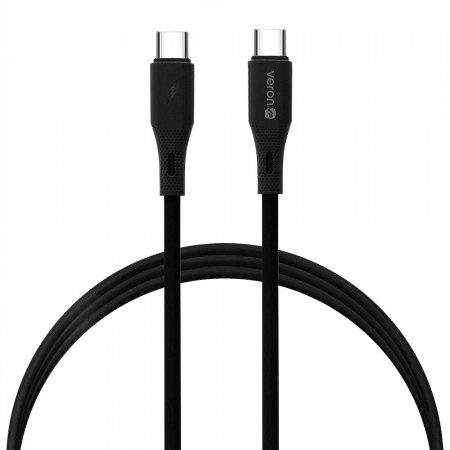 Кабель для заряджання та передачі даних Veron X2 Silicone USB-C to USB-C 60W, 2м, нейлоновий, чорний