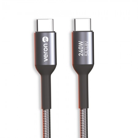 Кабель USB-C Veron CC14 Nylon Cable 240W, 1 м, чорний