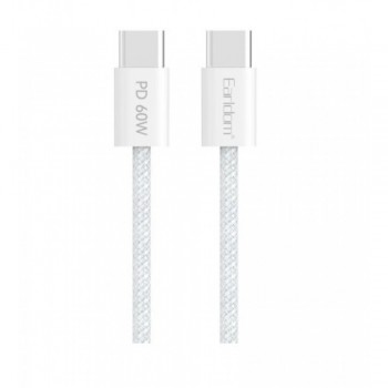 Кабель USB-C до USB-C 60W Earldom EC-190C-C, довжина 1 м, білий, швидка зарядка, підтримка передачі даних