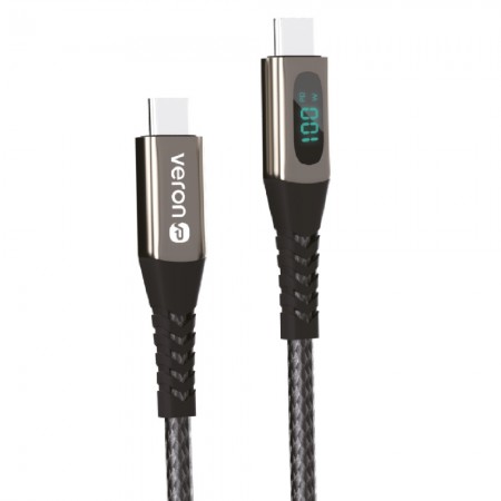 Кабель USB-C Veron CC02 Type-C до Type-C 100W, 1.2m, чорний