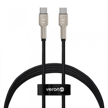 Кабель USB Type-C to Type-C Veron CC04 60W (1м), нейлоновий, чорний