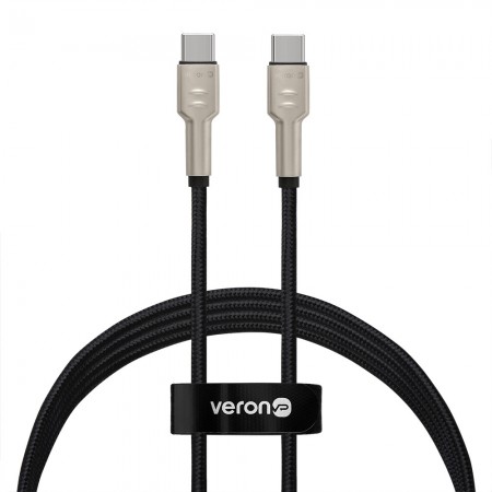 Кабель USB Type-C to Type-C Veron CC04 60W (1м), нейлоновий, чорний