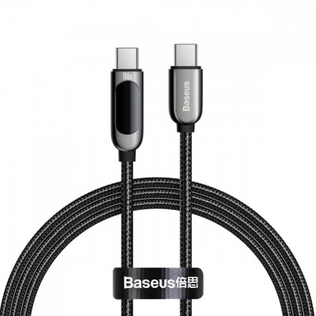 Кабель USB C до C 100W PD Baseus CATSK-B, 1 м, чорний, підтримка швидкої зарядки, висока швидкість передачі даних