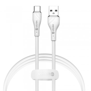 USB C кабель Veron SC06, 3A, 1м, білий, з металізованими конекторами, швидка зарядка та передача даних