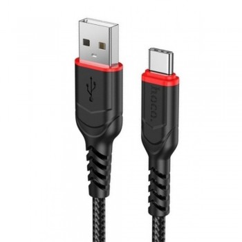 Кабель USB Type-C Hoco X59, 1м, 2.4A, нейлоновий, чорний