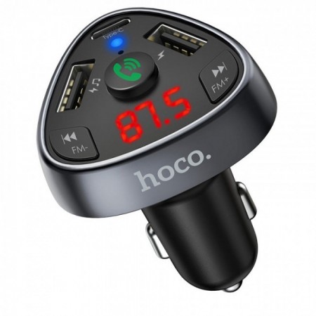 Fm Transmitter MP3 Car Charger 3.1A PD 2U Hoco E51 — Bluetooth V5.0, 2 USB порти, дисплей, підтримка USB флеш накопичувачів