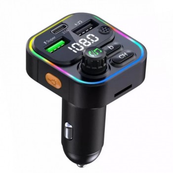 Fm Modulator MP3 Верон з Bluetooth 5.0, виходами USB та type-C, робоча напруга 12-24 В, дальність передачі 5-10 м, частота FM 87,5-108,0 МГц