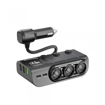 Розгалужувач прикурювача Earldom ES-CS4, модель GC01, 3 USB-порти, вихід USB PD 36W, чорний