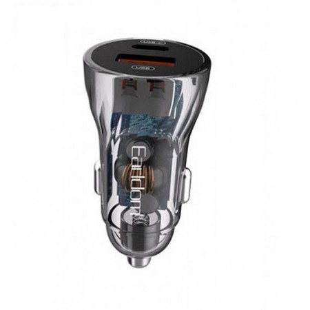 Автомобильное зарядное устройство 2.4A Earldom ES-CC17 с 2 портами USB-C и USB-A для телефонов и планшетов