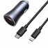 Зарядний пристрій для автомобіля 40W 1U 1C C to Lightning Cable (1м) Baseus Golden Contactor Pro Dual Quick Charger Dark Gray