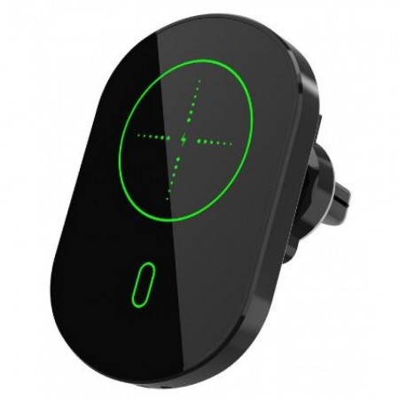 Автотримач магнітний на повітровод з бездротовою зарядкою Veron C13 MagSafe, 15W, чорний