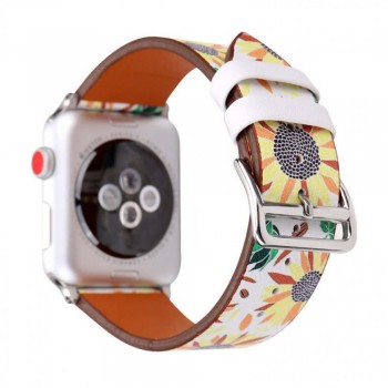 Ремінець Flower Pattern Apple Watch 38 mm 40 mm 41 mm шкіряний Fresh Leaves