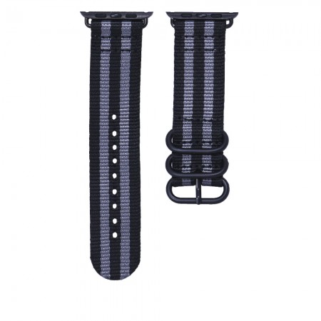 Ремінець Buckle Nylon Apple Watch 38 mm 40 mm 41 mm Сірий/Чорний