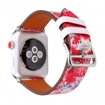 Ремінець Flower Pattern Apple Watch 38 mm 40 mm 41 mm шкіряний Red Flower Arrows